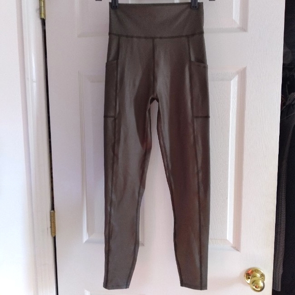 Abercrombie & Fitch Pants - Abercrombie and Fitch Shiny Green High Waisted Contour Leggings